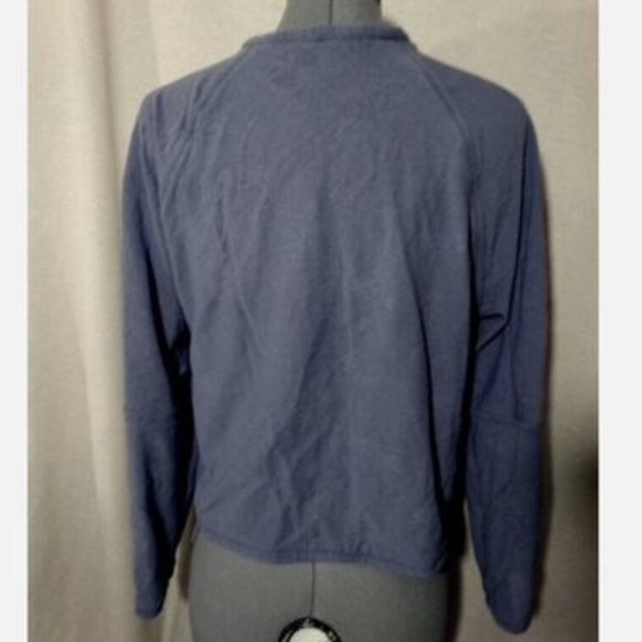 Bows print Layered Sweatshirt Top M Blue crew neck Raglan Loose fit Lined - Picture 9 of 9